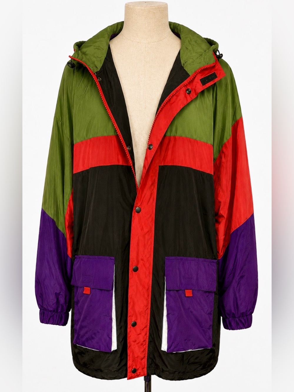 Urban Outfitters Men's Colorblock Hooded Windbreaker Jacket -M